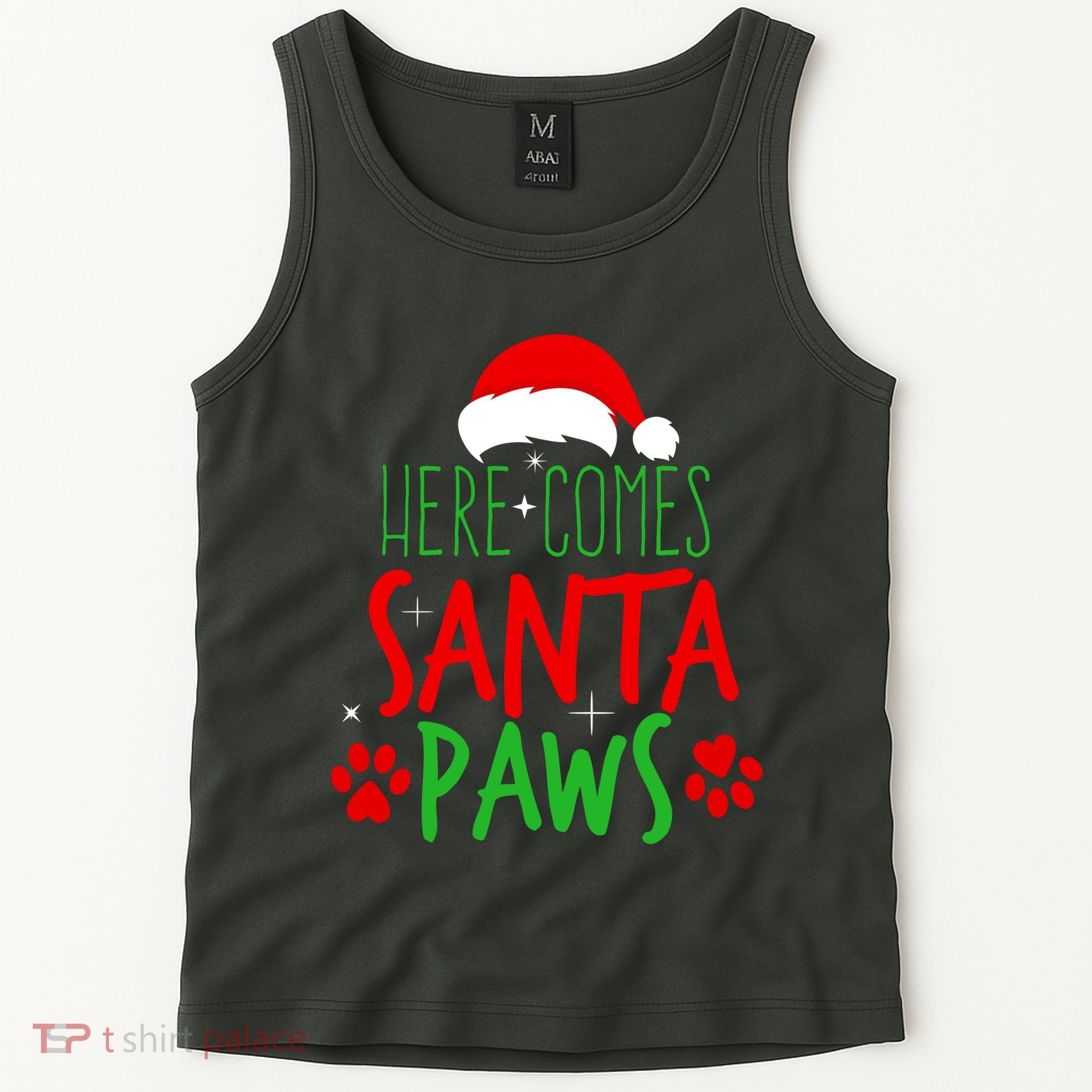 Here Comes Santa Paws Cute Christmas Tank Top