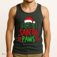 Here Comes Santa Paws Cute Christmas Tank Top thumb 3