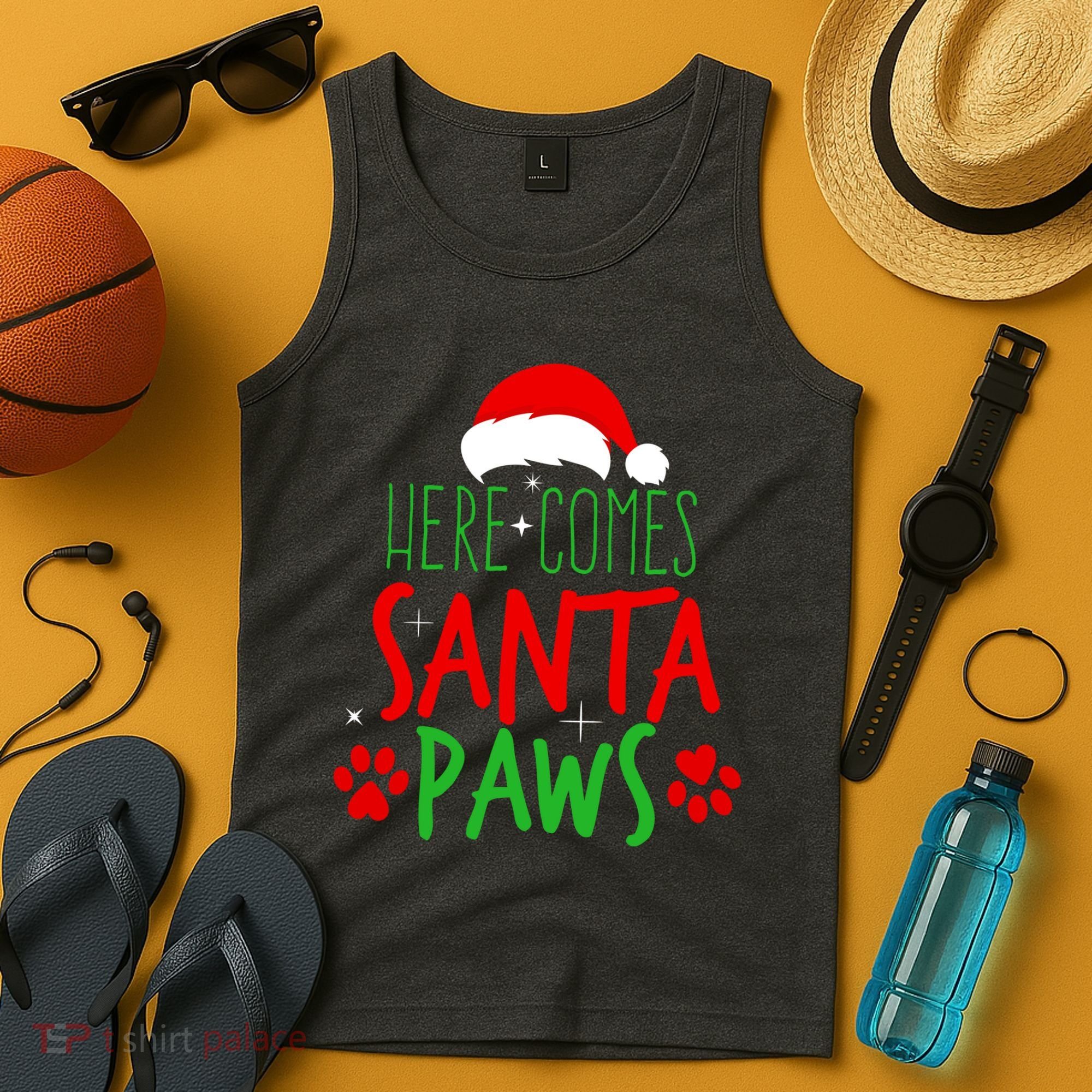 Here Comes Santa Paws Cute Christmas Tank Top