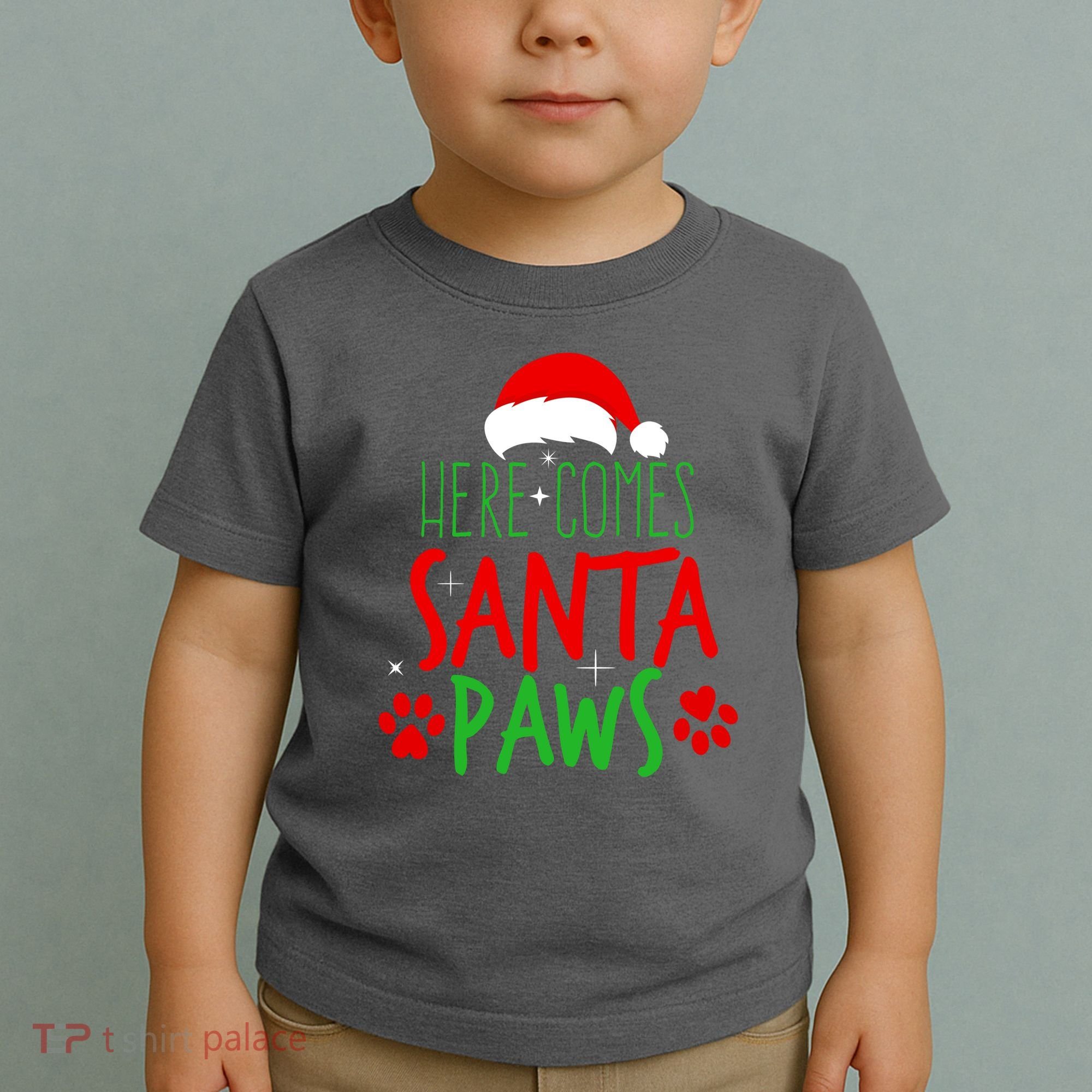Here Comes Santa Paws Cute Christmas Toddler T-Shirt