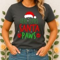 Here Comes Santa Paws Cute Christmas Women's T-Shirt thumb 2