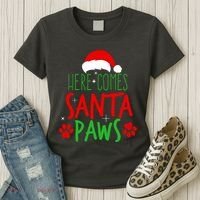 Here Comes Santa Paws Cute Christmas Women's T-Shirt thumb 3