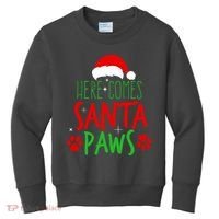 Here Comes Santa Paws Cute Christmas Kids Sweatshirt thumb 0