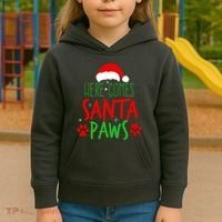 Here Comes Santa Paws Cute Christmas Kids Hoodie thumb 3