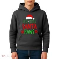 Here Comes Santa Paws Cute Christmas Kids Hoodie thumb 4
