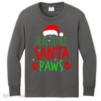 Here Comes Santa Paws Cute Christmas Kids Long Sleeve Shirt thumb 0