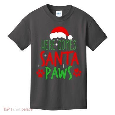 Here Comes Santa Paws Cute Christmas Kids T-Shirt