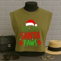 Here Comes Santa Paws Cute Christmas Garment-Dyed Women's Muscle Tee thumb 3