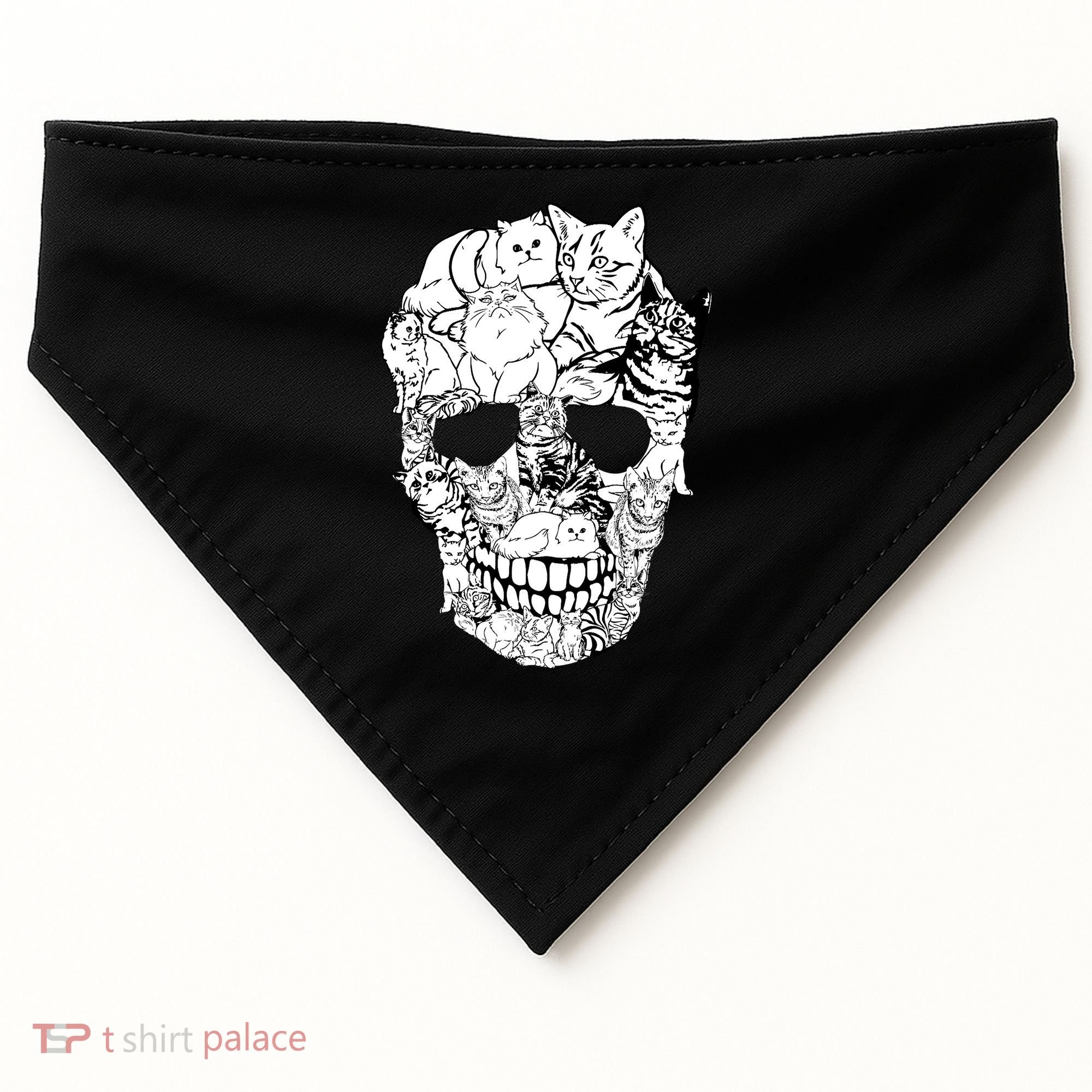 Halloween Cat Skull Kitty Skeleton Costume Skull Cat USA-Made Doggie Bandana