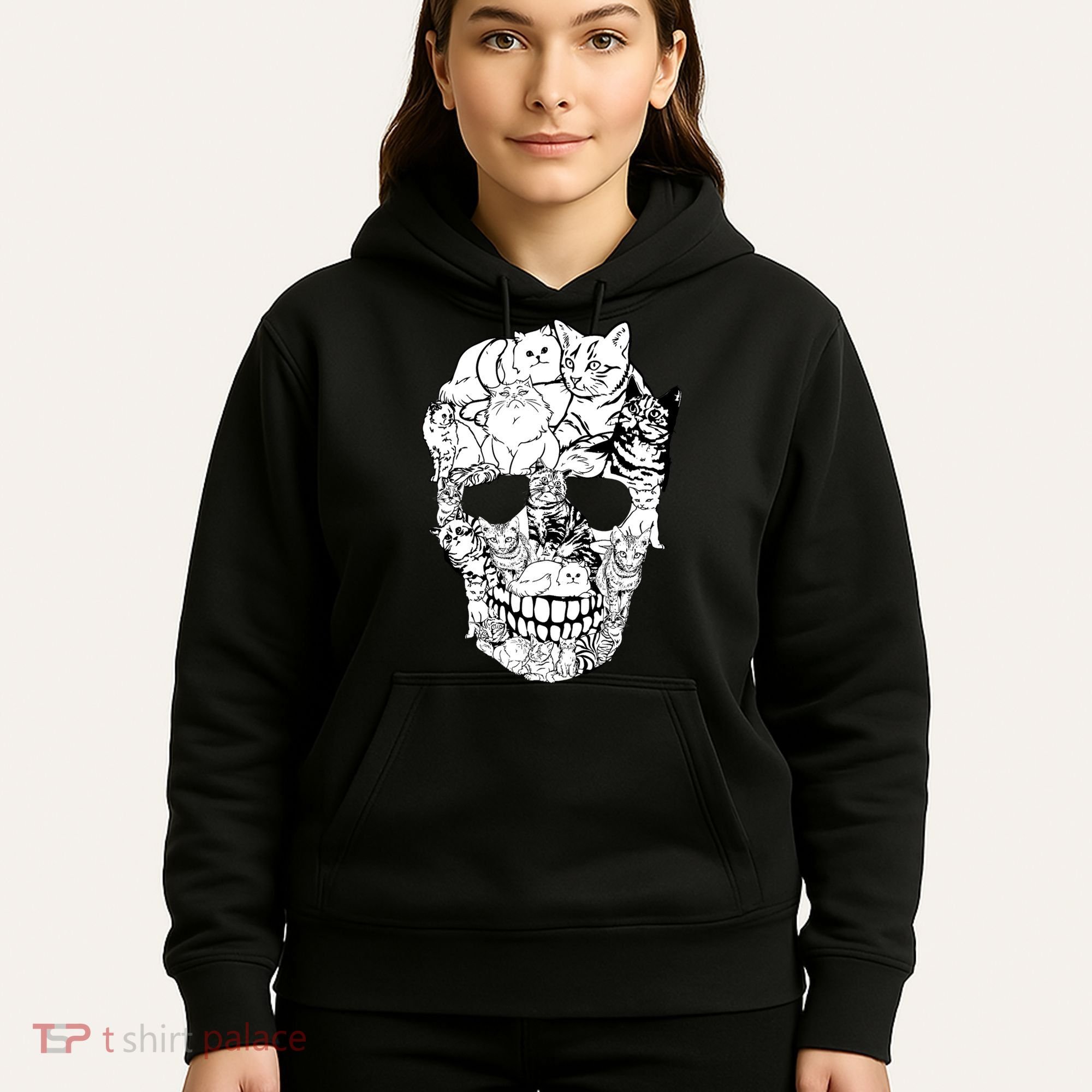 Halloween Cat Skull Kitty Skeleton Costume Skull Cat Hoodie