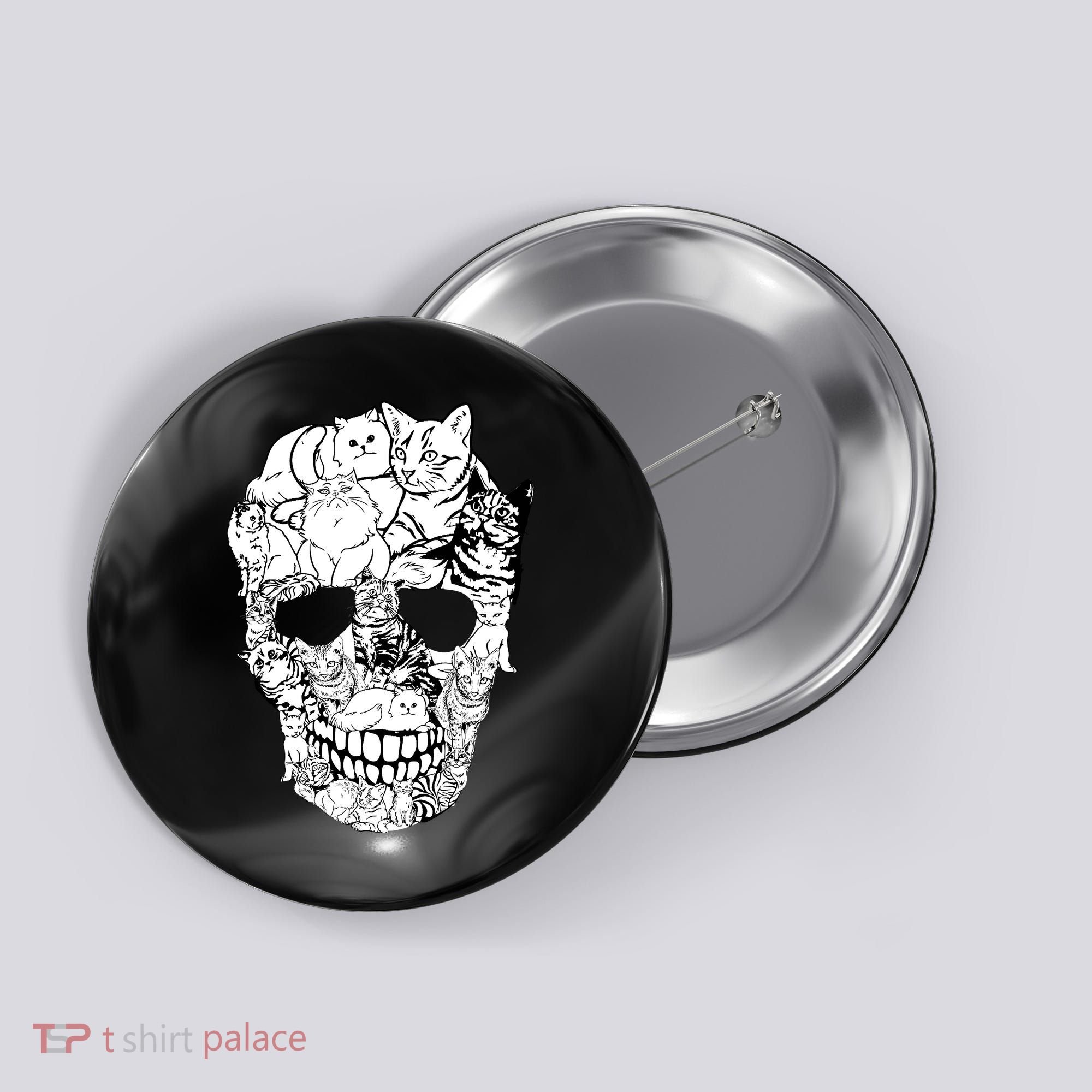 Halloween Cat Skull Kitty Skeleton Costume Skull Cat Button