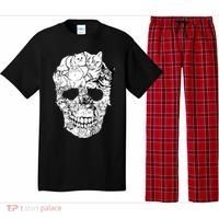 Halloween Cat Skull Kitty Skeleton Costume Skull Cat Pajama Set thumb 0