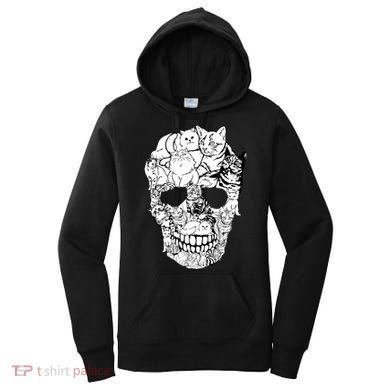 Halloween Cat Skull Kitty Skeleton Costume Skull Cat Women's Hoodie