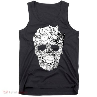 Halloween Cat Skull Kitty Skeleton Costume Skull Cat Tank Top
