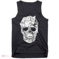 Halloween Cat Skull Kitty Skeleton Costume Skull Cat Tank Top thumb 0