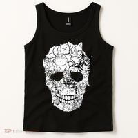 Halloween Cat Skull Kitty Skeleton Costume Skull Cat Tank Top thumb 2