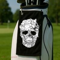 Halloween Cat Skull Kitty Skeleton Costume Skull Cat Golf Towel thumb 2