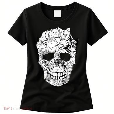 Halloween Cat Skull Kitty Skeleton Costume Skull Cat Women's T-Shirt
