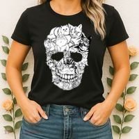 Halloween Cat Skull Kitty Skeleton Costume Skull Cat Women's T-Shirt thumb 2
