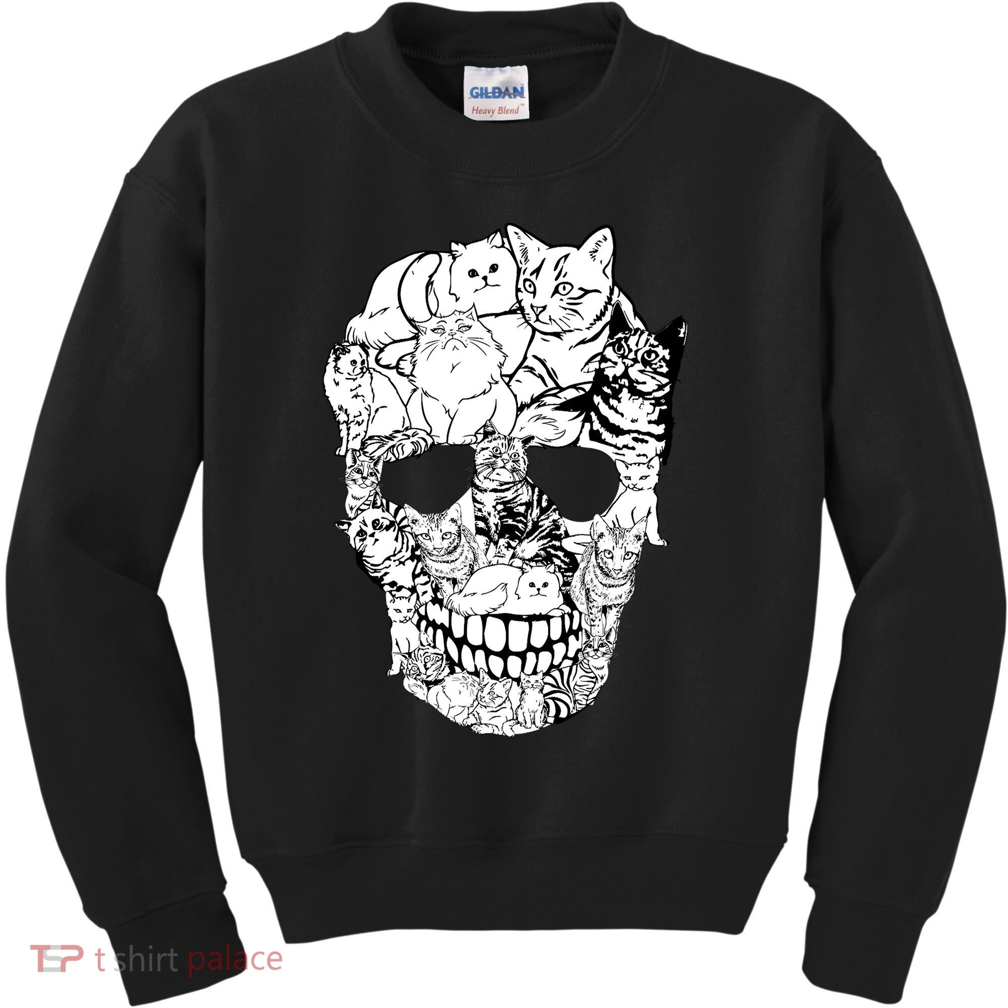 Halloween Cat Skull Kitty Skeleton Costume Skull Cat Kids Sweatshirt