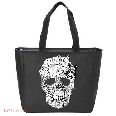 Halloween Cat Skull Kitty Skeleton Costume Skull Cat Tote Bag