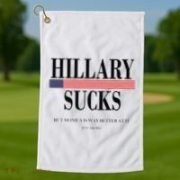 Hillary Clinton Sucks But Monica Is Way Better At It Golf Towel thumb 1