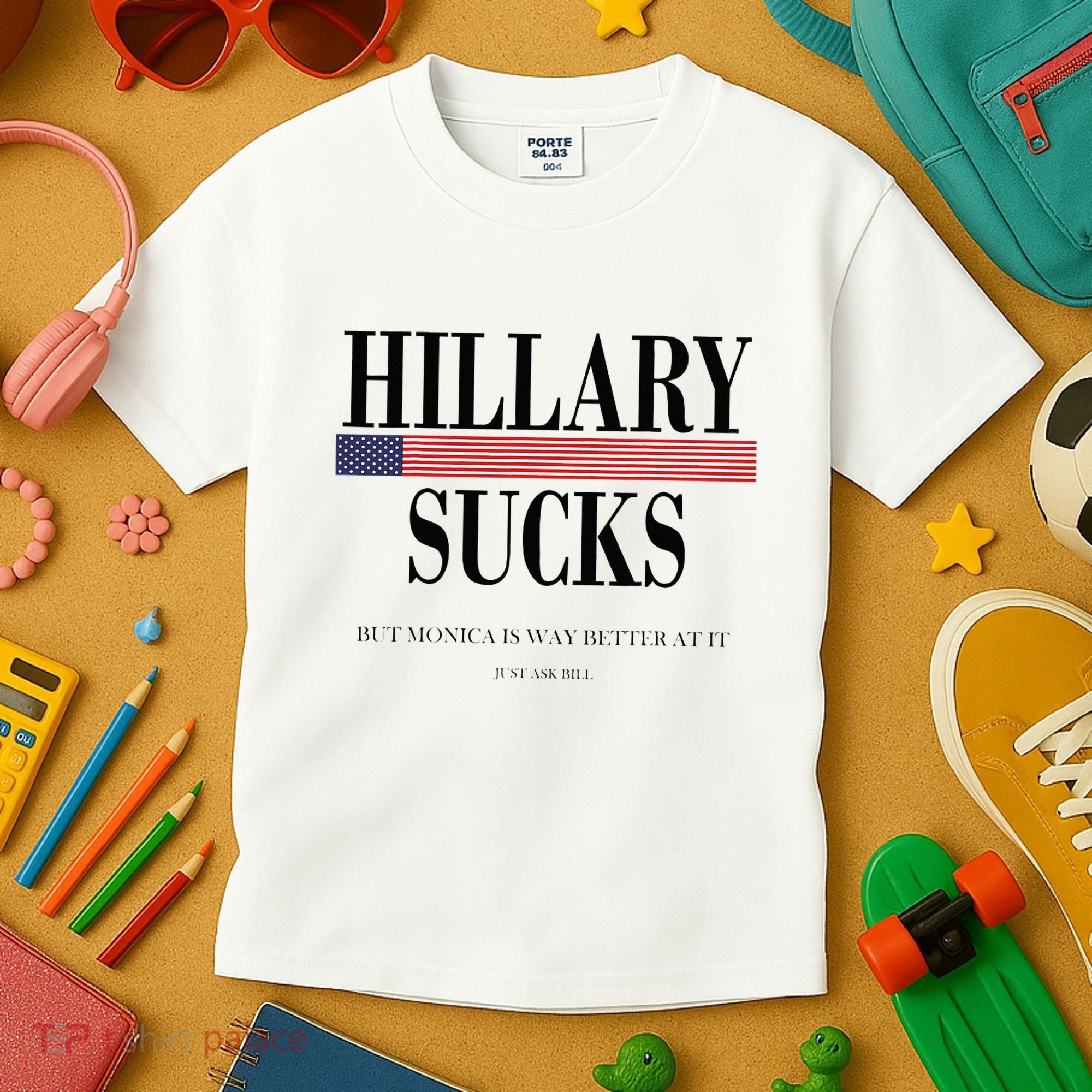 Hillary Clinton Sucks But Monica Is Way Better At It Kids T-Shirt