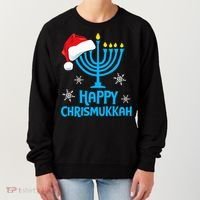 Happy Chrismukkah Santa Hat Christmas Hanukkah Sleep Women's Sweatshirt thumb 0