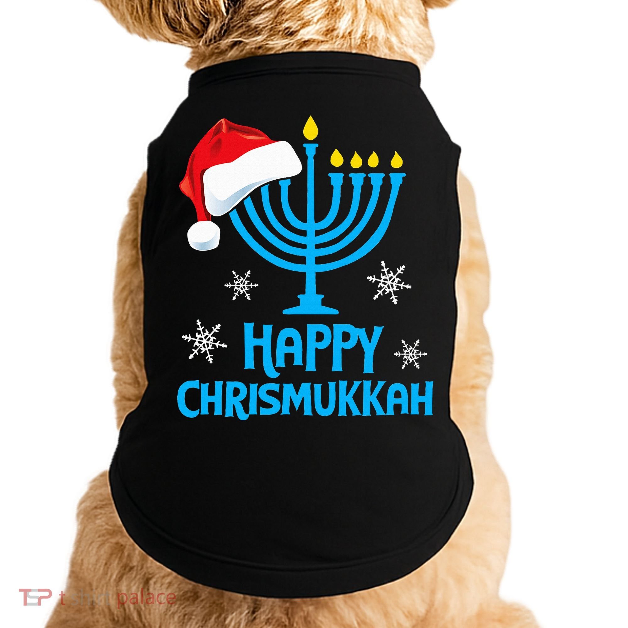 Happy Chrismukkah Santa Hat Christmas Hanukkah Sleep Doggie Tank