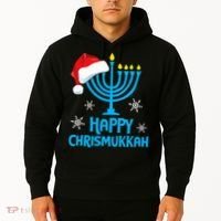 Happy Chrismukkah Santa Hat Christmas Hanukkah Sleep Hoodie thumb 2