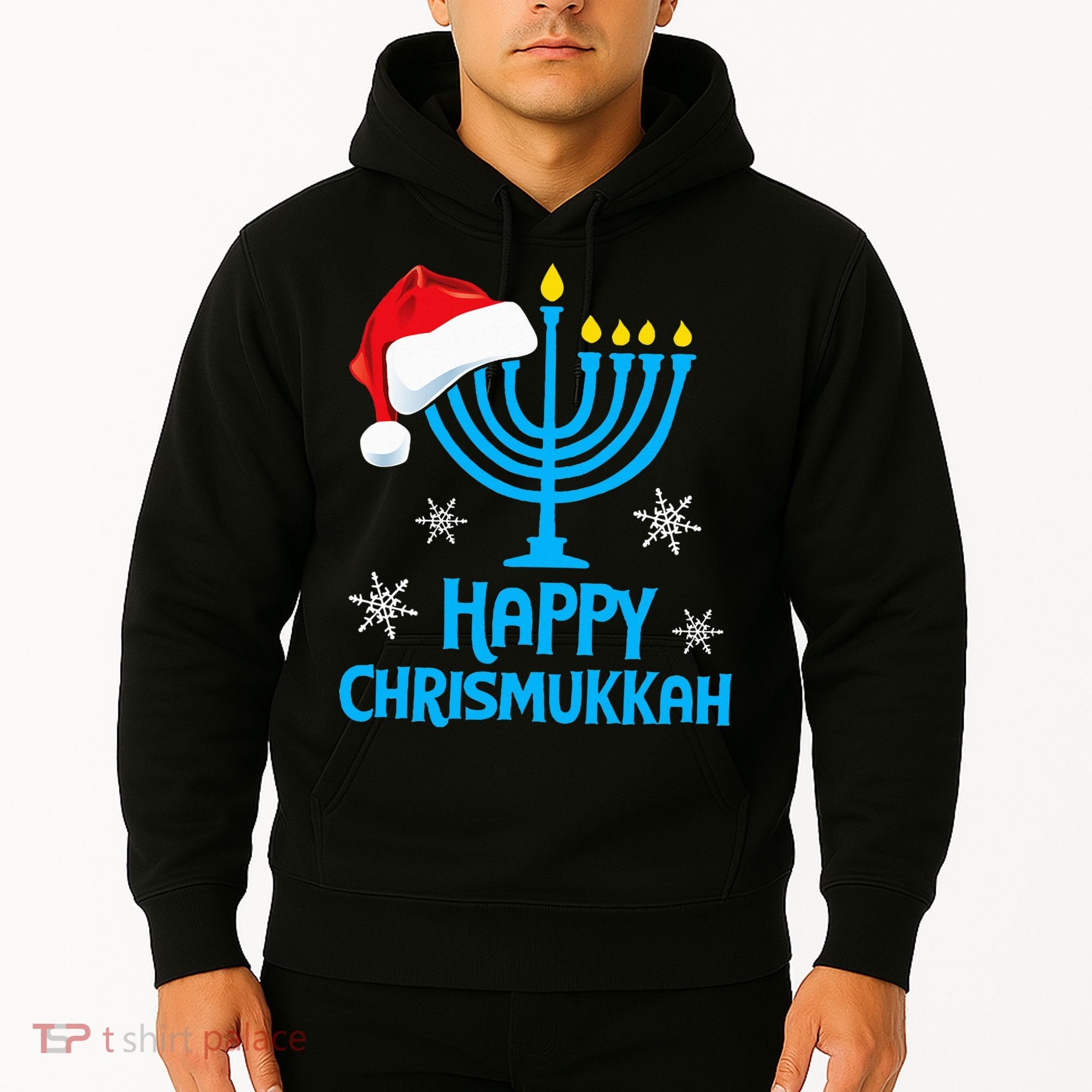 Happy Chrismukkah Santa Hat Christmas Hanukkah Sleep Hoodie