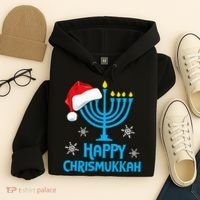 Happy Chrismukkah Santa Hat Christmas Hanukkah Sleep Hoodie thumb 4