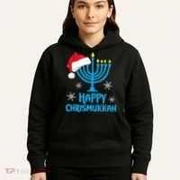 Happy Chrismukkah Santa Hat Christmas Hanukkah Sleep Hoodie thumb 5