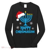 Happy Chrismukkah Santa Hat Christmas Hanukkah Sleep Long Sleeve Shirt thumb 0