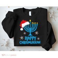 Happy Chrismukkah Santa Hat Christmas Hanukkah Sleep Sweatshirt thumb 2