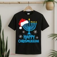 Happy Chrismukkah Santa Hat Christmas Hanukkah Sleep T-Shirt thumb 2