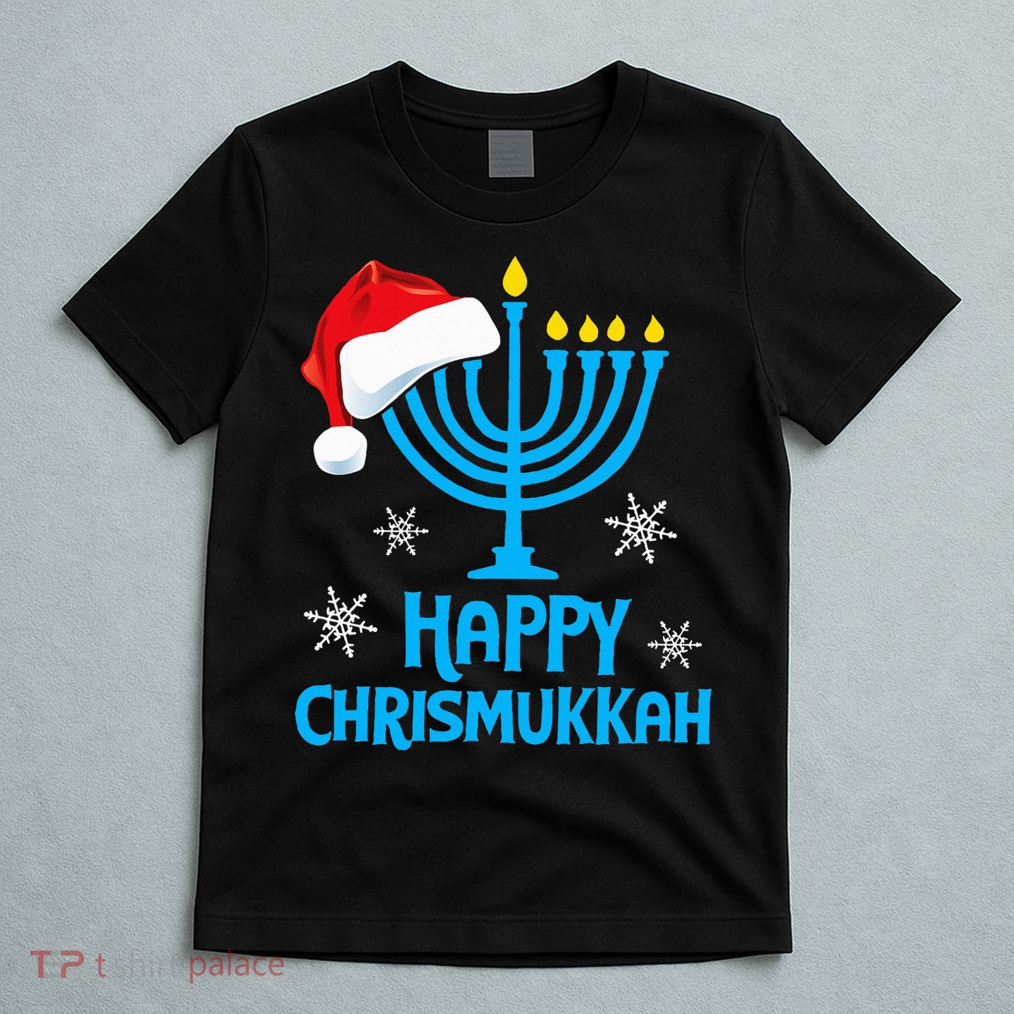 Happy Chrismukkah Santa Hat Christmas Hanukkah Sleep T-Shirt