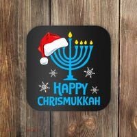 Happy Chrismukkah Santa Hat Christmas Hanukkah Sleep Coaster thumb 0