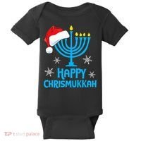 Happy Chrismukkah Santa Hat Christmas Hanukkah Sleep Baby Bodysuit thumb 0