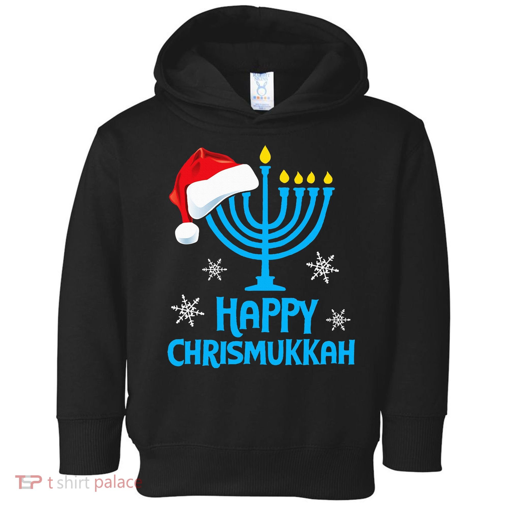 Happy Chrismukkah Santa Hat Christmas Hanukkah Sleep Toddler Hoodie