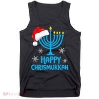 Happy Chrismukkah Santa Hat Christmas Hanukkah Sleep Tank Top thumb 0