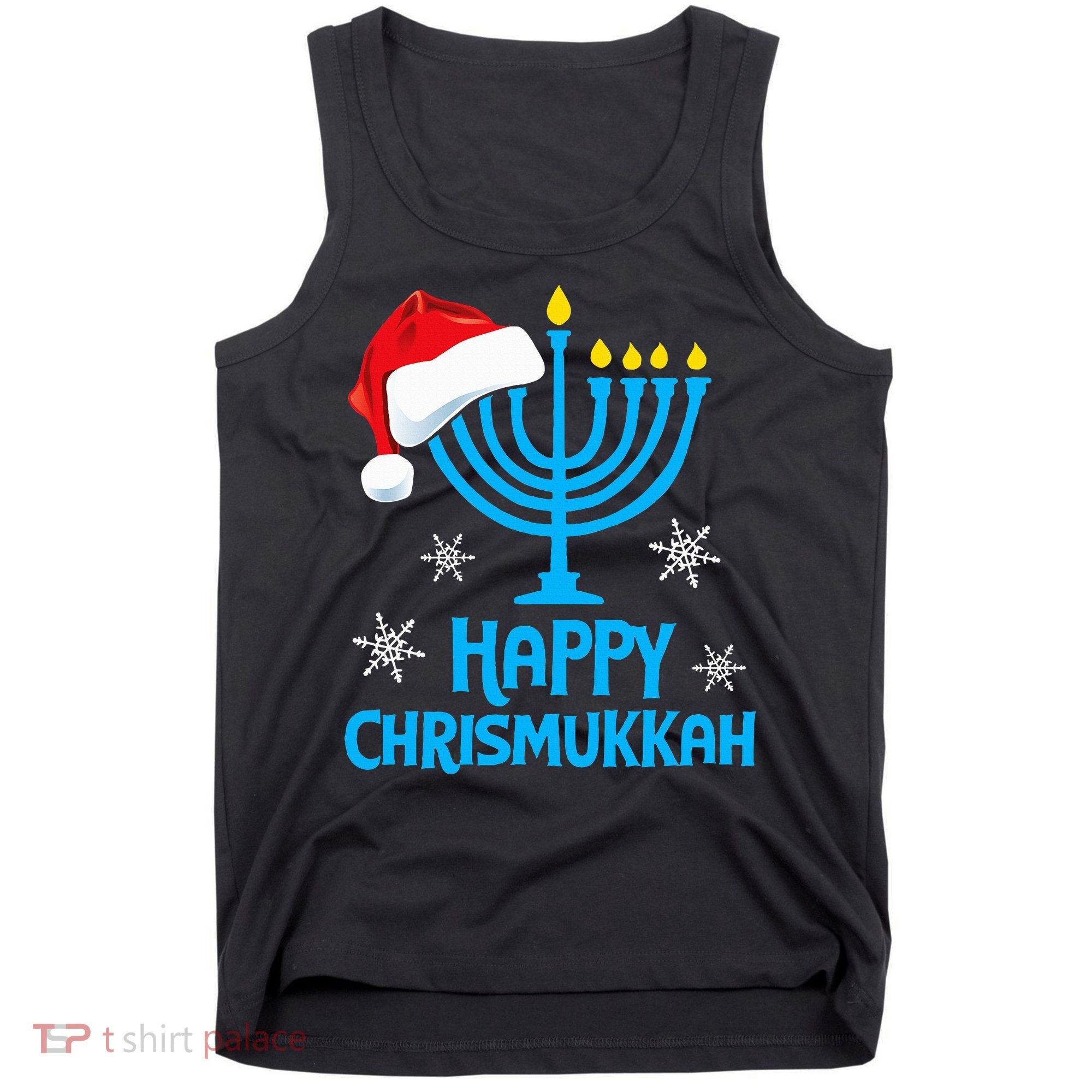 Happy Chrismukkah Santa Hat Christmas Hanukkah Sleep Tank Top