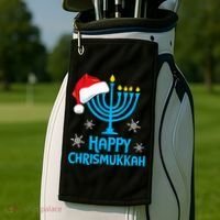 Happy Chrismukkah Santa Hat Christmas Hanukkah Sleep Golf Towel thumb 2