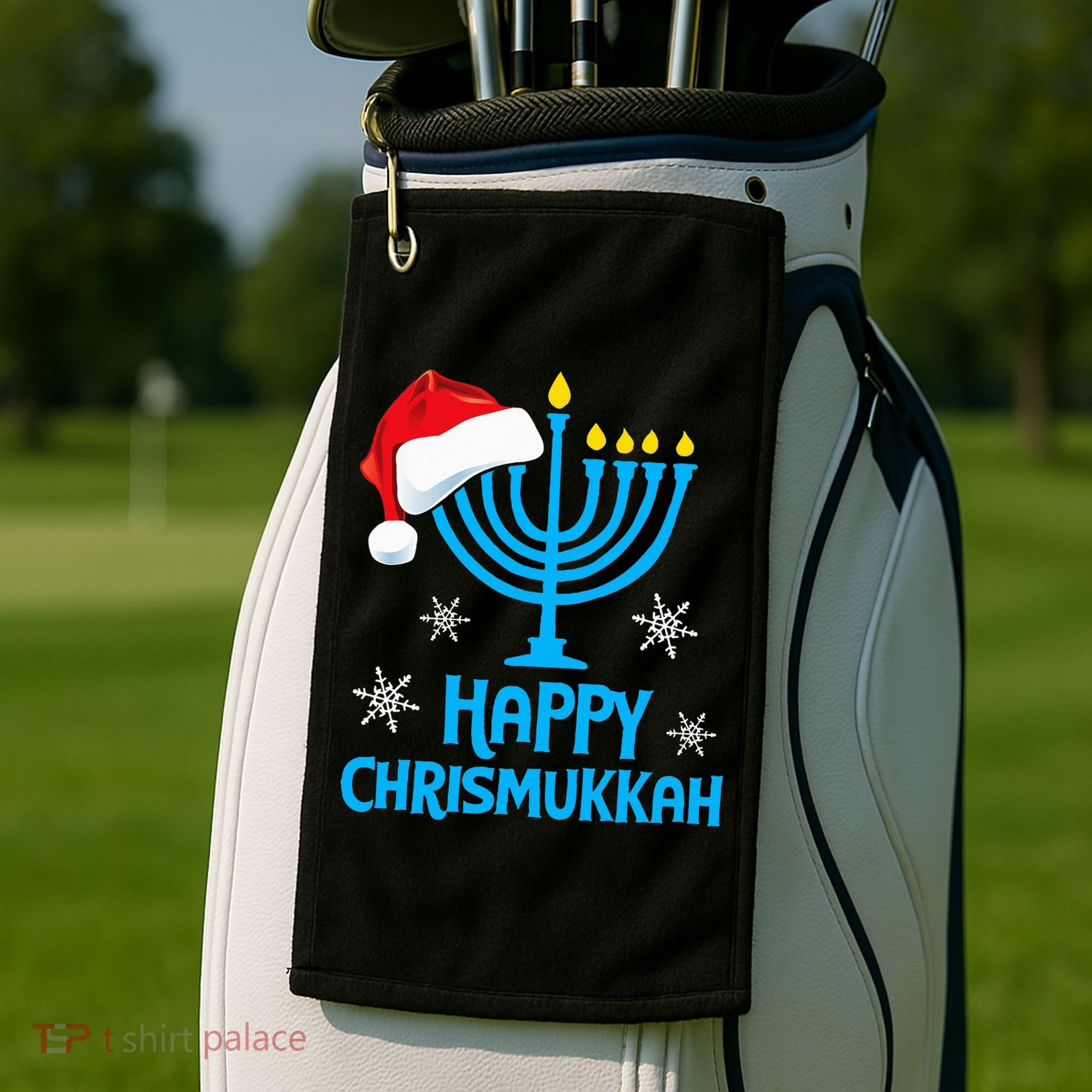 Happy Chrismukkah Santa Hat Christmas Hanukkah Sleep Golf Towel