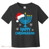 Happy Chrismukkah Santa Hat Christmas Hanukkah Sleep Toddler T-Shirt thumb 0