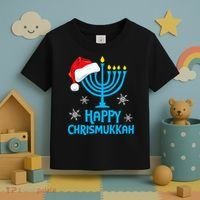 Happy Chrismukkah Santa Hat Christmas Hanukkah Sleep Toddler T-Shirt thumb 3