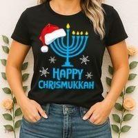 Happy Chrismukkah Santa Hat Christmas Hanukkah Sleep Women's T-Shirt thumb 2