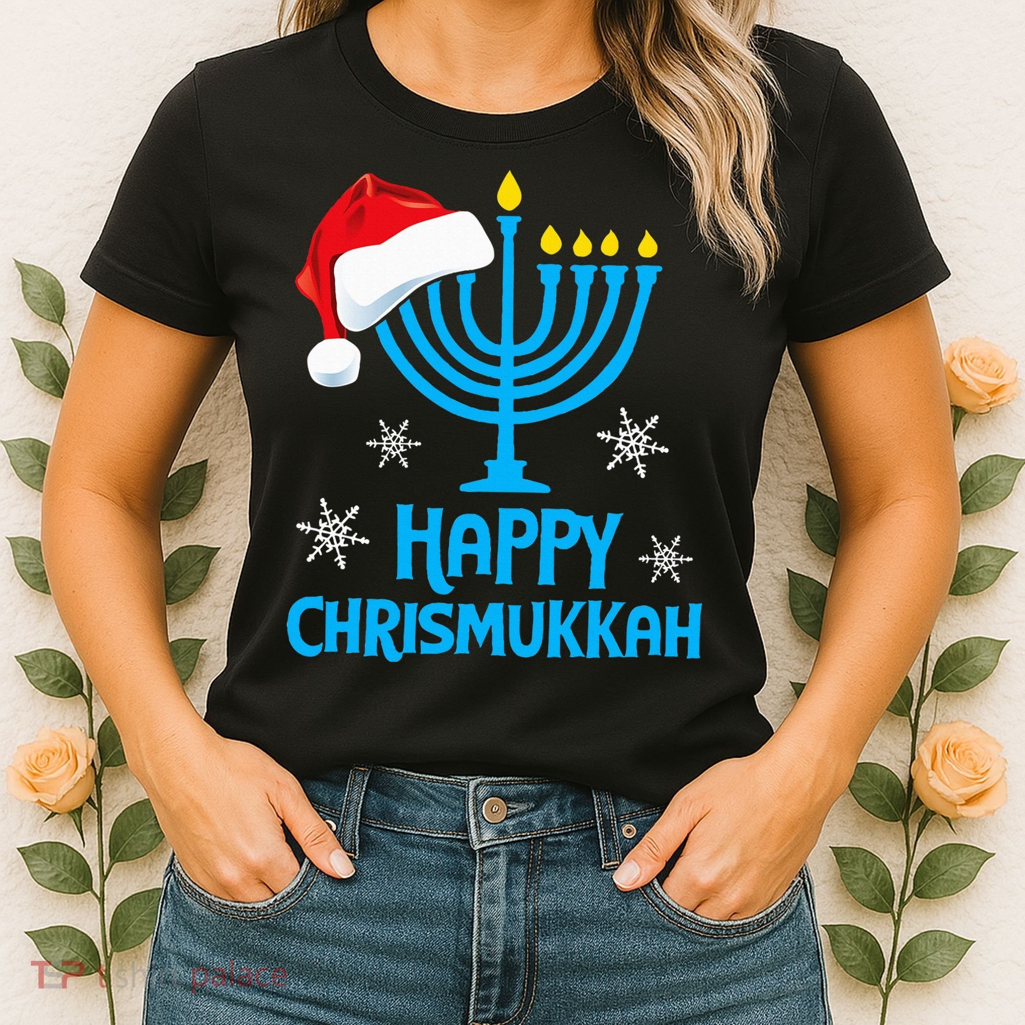 Happy Chrismukkah Santa Hat Christmas Hanukkah Sleep Women's T-Shirt