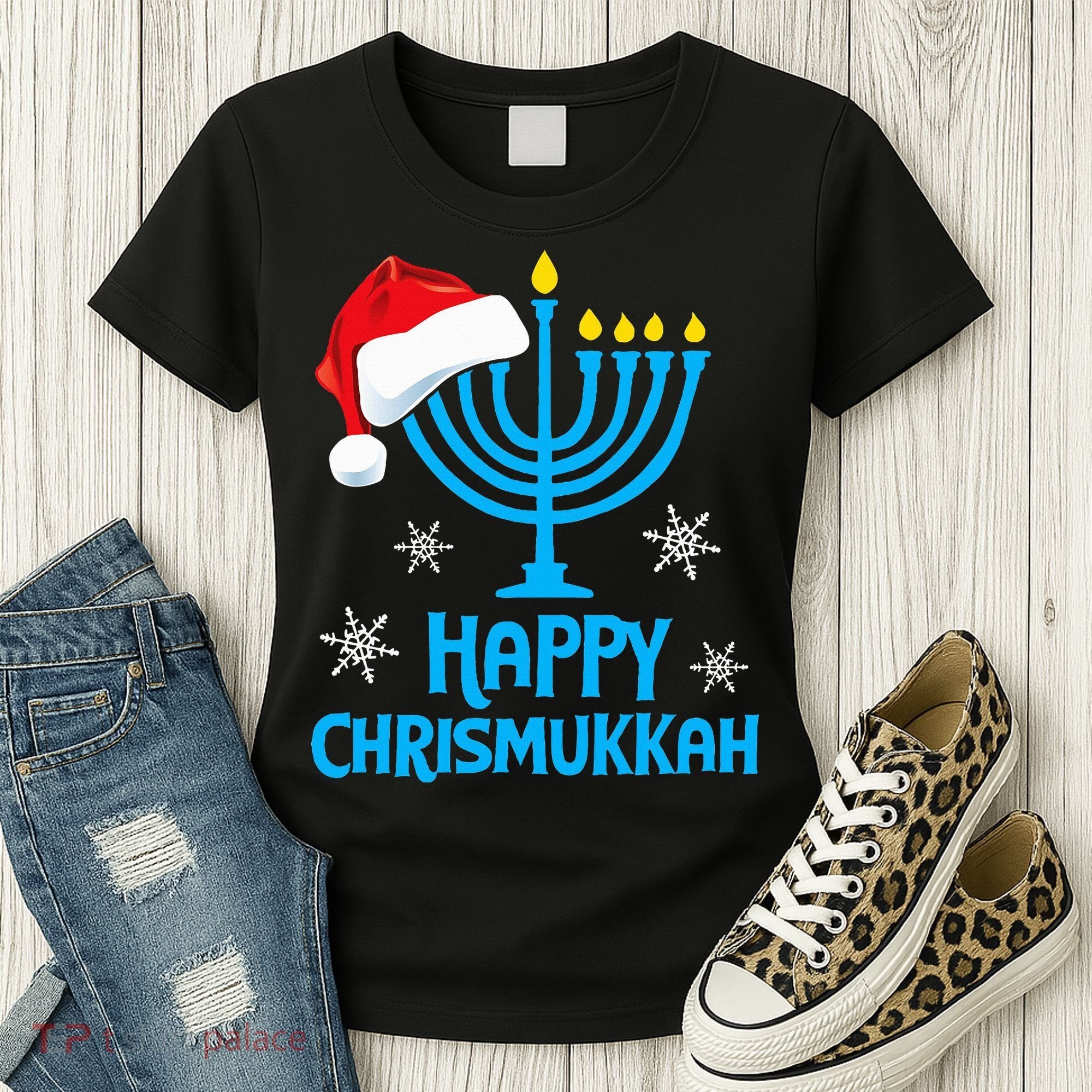 Happy Chrismukkah Santa Hat Christmas Hanukkah Sleep Women's T-Shirt