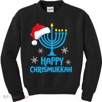 Happy Chrismukkah Santa Hat Christmas Hanukkah Sleep Kids Sweatshirt thumb 0